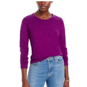 WILT Long Sleeve Henley Cotton Tee, Magenta / Berry Pink, Size M